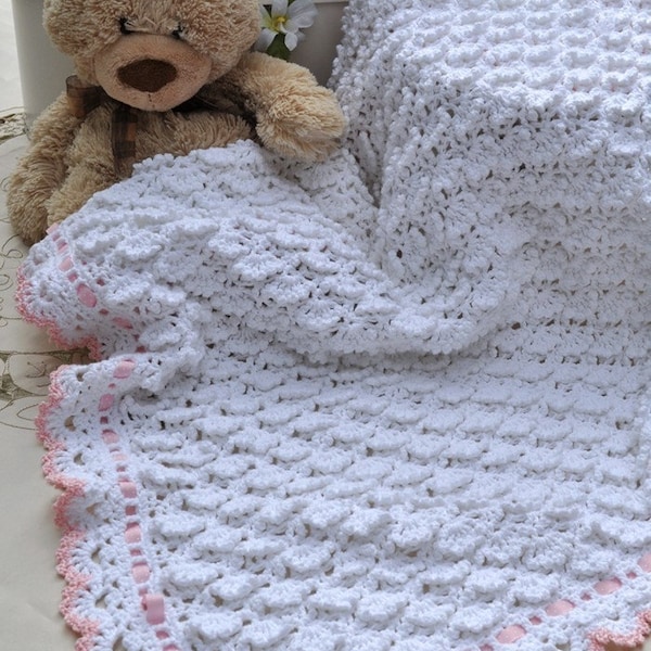 CROCHET PATTERN Fluffy Clouds Baby Girls Toddler Blanket Ebook Crochet Pattern in PDF Instant Download