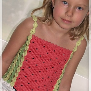 CROCHET PATTERN Fruity Fun. Watermelon Top Sizes 2-12 years Pattern in PDF Instant Download