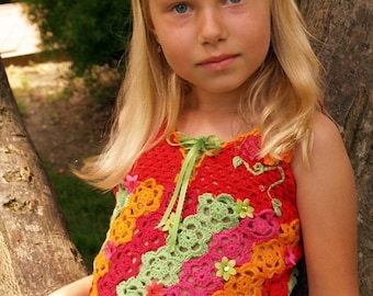 CROCHET PATTERN Floral Fiesta Tank Top Crochet Pattern for Sizes 2-12 Years in PDF eBook