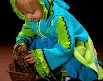 PATTERN Whimsical Forest. Owl Hand Knitted Jacket with Crochet details. Pattern in PDF Instant Download