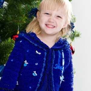 CROCHET PATTERN Holidays Royal Blue Sonia Crochet Jacket Easter Pattern for Sizes 2T-12 Years in PDF