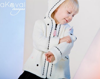PATTERN Hand Knitted Polar Bear Baby Coat Knit Pattern with Crochet Details for  Sizes 12M-6T in PDF Instant Download