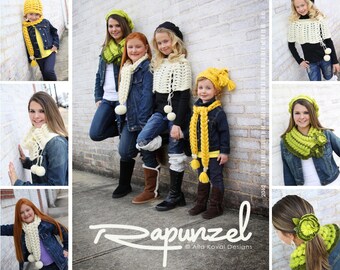 8 KNIT DESIGNS PATTERN Rapunzel Hand Knitted Accessories eBook/ Knit Pattern in Pdf Instant Download