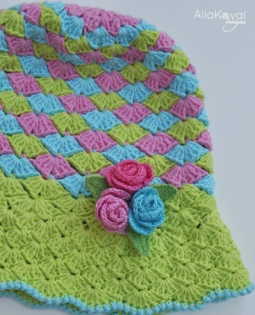 Rose Hat Pattern CROCHET PATTERN Rose Buds Crocheted Hat Pattern for Sizes Infant ...