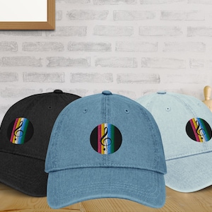 Casquette de baseball en denim brodée | Casquette de baseball brodée de sensibilisation au handicap, note de musique, clé de sol, style sport en plein air