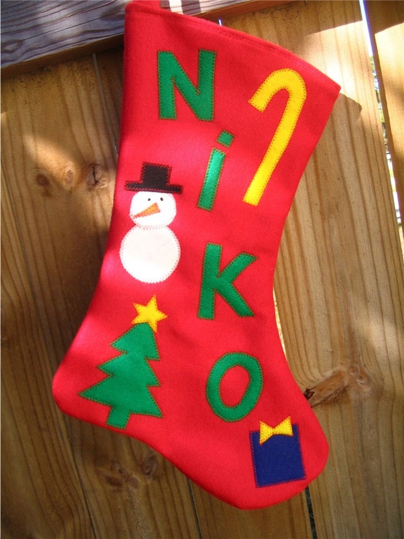 Boys Felt Christmas Stocking Personalized Gift Customized image 3