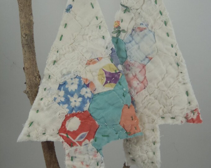 Vintage Quilt Ornaments Upcycled Christmas Tree Hanging Etsy