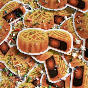 Mond-Kuchen | Kuchen Aufkleber | Lebensmittel Aufkleber | Gebackene gute Aufkleber | GBBS | Süßer transparenter Vinyl Aufkleber
