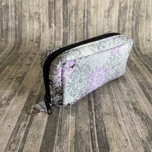 Essential Oil Case Holds 10 Bottles Essential Oil Bag Light Purple and Black Flowers on Gray image 1