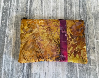 Batik Quilted Patchwork Zipper Pouch: Cosmetic or Cord Case
