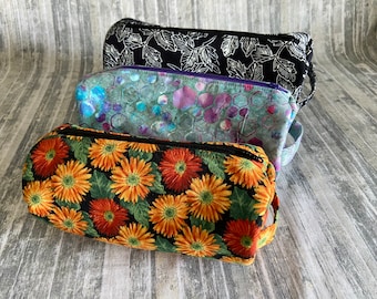 Cosmetic Toiletry Pencil Multipurpose Trifle Tumbler Pouch Choose from Three sizes various fabrics