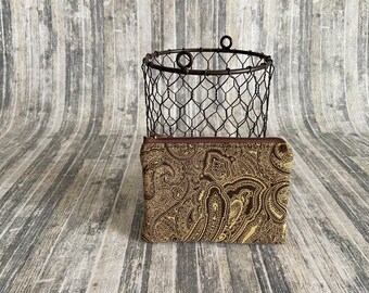 Paisley Zipper Pouch: Brown Tan Cotton Coin Purse
