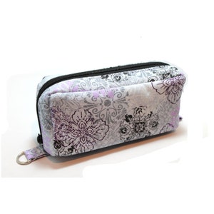 Essential Oil Case Holds 10 Bottles Essential Oil Bag Light Purple and Black Flowers on Gray image 4