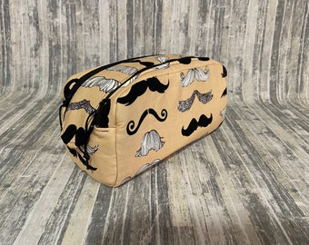 Large Cosmetic Toiletry Multipurpose Double zipper Pouch Mustaches for Days