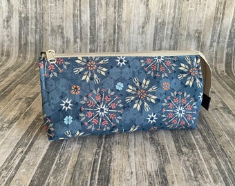 Floral Cotton Pop Open Pouch: Cosmetic, Brush, or Travel Bag