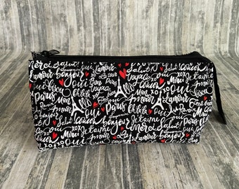 Parisian Pop Open Cosmetic Bag: Black & Red Travel Pouch