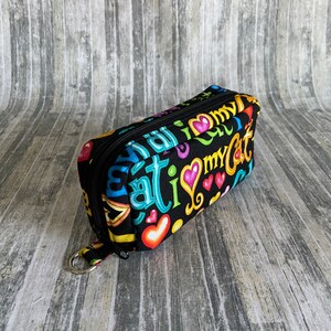 Essential Oil Case Holds 10 Bottles Essential Oil Bag Colorful I Love Cats on Black