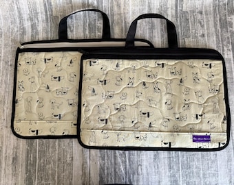 Black Stick Dogs on Tan Project Bag: Vinyl Window, Cross Stitch & Embroidery, Piecekeeper Style