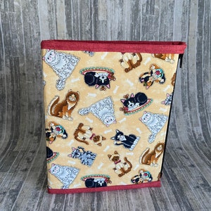 Cat Print Booklet Pouch: Vinyl Pocket Craft Project Bag