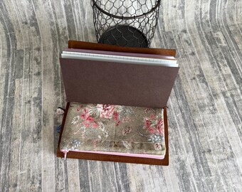 Zippered Insert for Midori Travelers Notebook, Choose your Size - Pink Roses butterfly