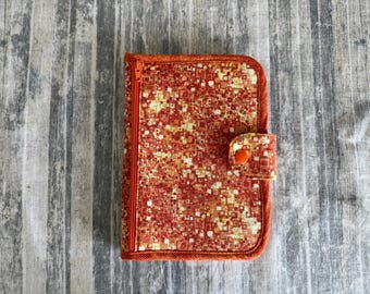 Fabric Wallet for B6 Notebook - Orange and yellow print