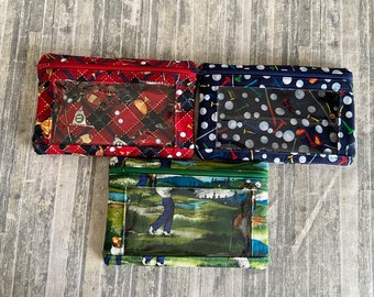 Small I-Spy Supply Pouch Windowed Pouch Zippered Pouch Choose from Three Golf Theme Fabrics