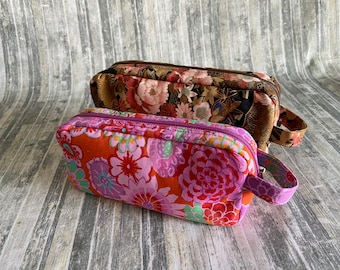 Cosmetic Toiletry Pencil Multipurpose Moto Pouch Choose from Two sizes various fabrics