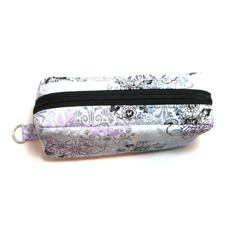 Essential Oil Case Holds 10 Bottles Essential Oil Bag Light Purple and Black Flowers on Gray image 5