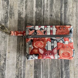 Monedero pequeño con cremallera, tarjetero, monedero, estuche para dispositivos, monedero con doble cremallera Este cerdito