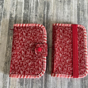 Cartera Field Notes Cartera para diario de viaje Funda de diario de bolsillo Funda de diario rellenable Mini vacas en rojo Opción de cierre