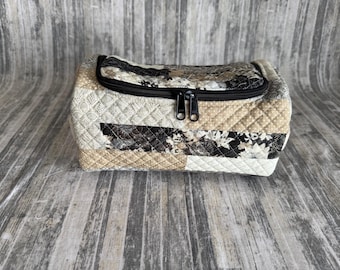 Doolittle Pouch with Double zipper exterior Basic Grey Date Night Patchwork