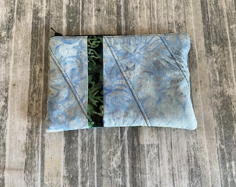 Batik Quilted Zipper Pouch: Colorful Patchwork Cosmetic Case