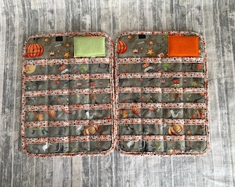 Cross Stitch Floss Bobbin Storage Sheet: Halloween Witch Pumpkin Cat Bat Ghost Choose your accent color