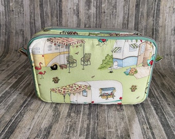 Cosmetic Toiletry Project Pencil Journal supply storage Multipurpose Large Friesian Pouch Camping Fabric