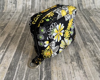 Essential Oil Travel Case: Floral Black Cotton Bag, Holds 6 Bottles