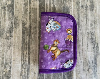 Cats on Purple ORT Thread Catcher: Needle Landing Pad & Floss Saver