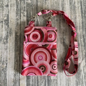 Porte-monnaie cercles roses pour téléphone portable pour iPhone : petit sac à bandoulière