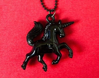 Gothic Black Unicorn Necklace