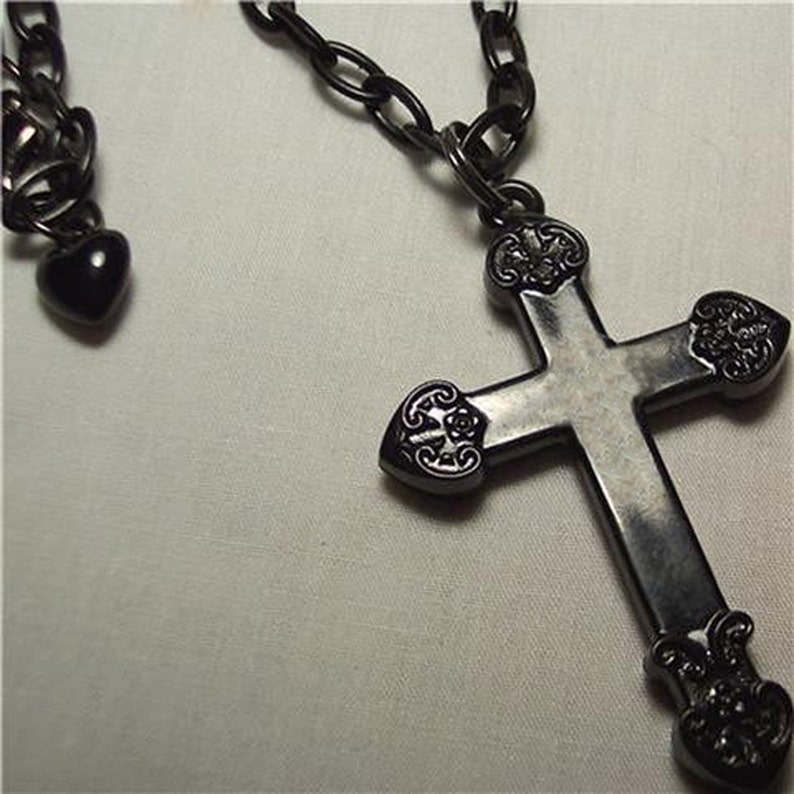 Black Gothic Cross Necklace Etsy