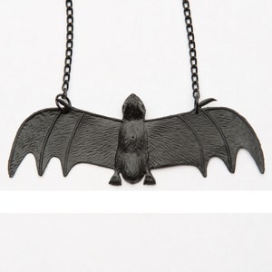 Gothic Black Rubber Bat Necklace