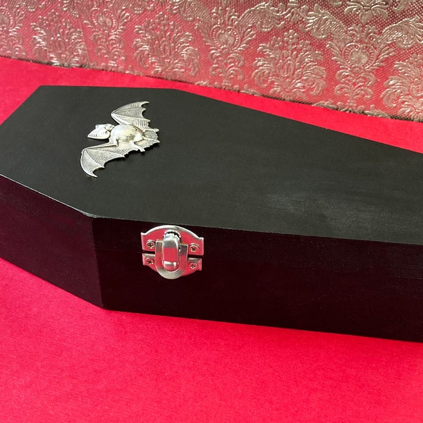 Large 9" Coffin Jewelry Box with Bat / Gothic Gift