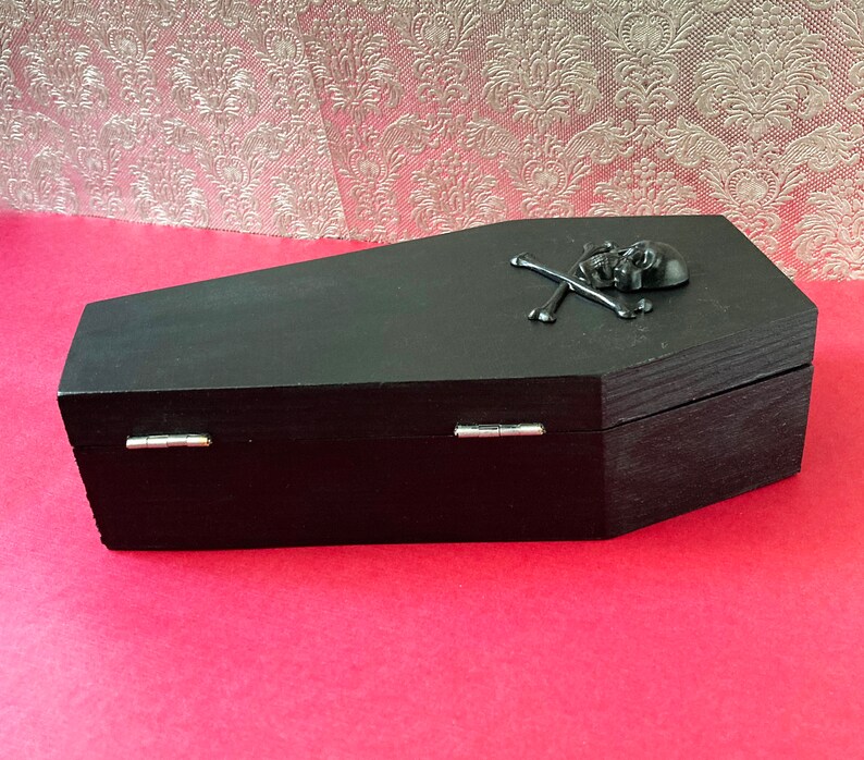 Large 9 Coffin Jewelry Box With Black Skull and Etsy