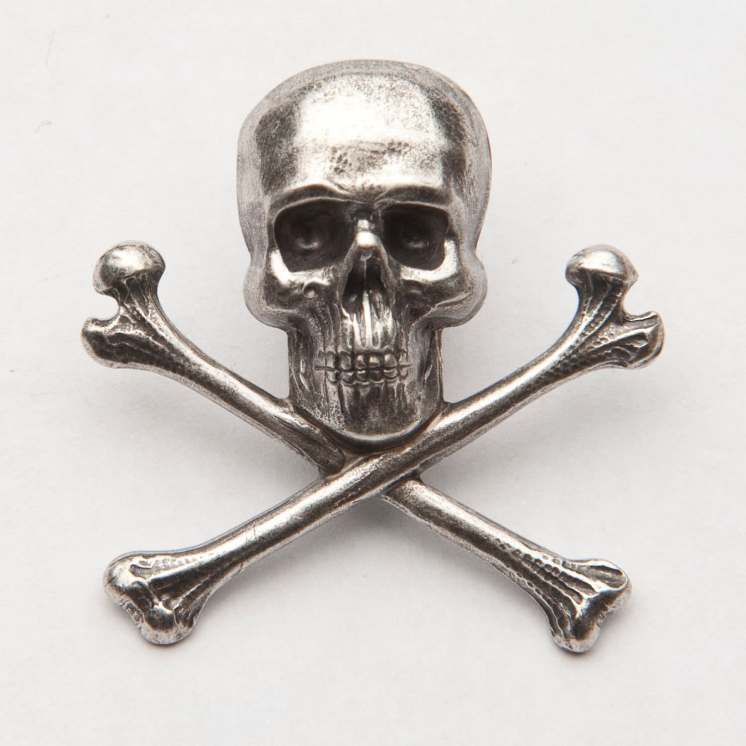 Silver Plated Skull LAPEL PIN Badge Heavy Metal Rock Band Birthday Present 