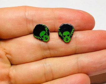 Gothic Bride of Frankenstein Stud Earrings