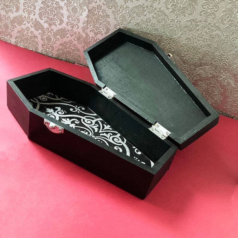 Large 9 Coffin Jewelry Box With Black Skull and Etsy