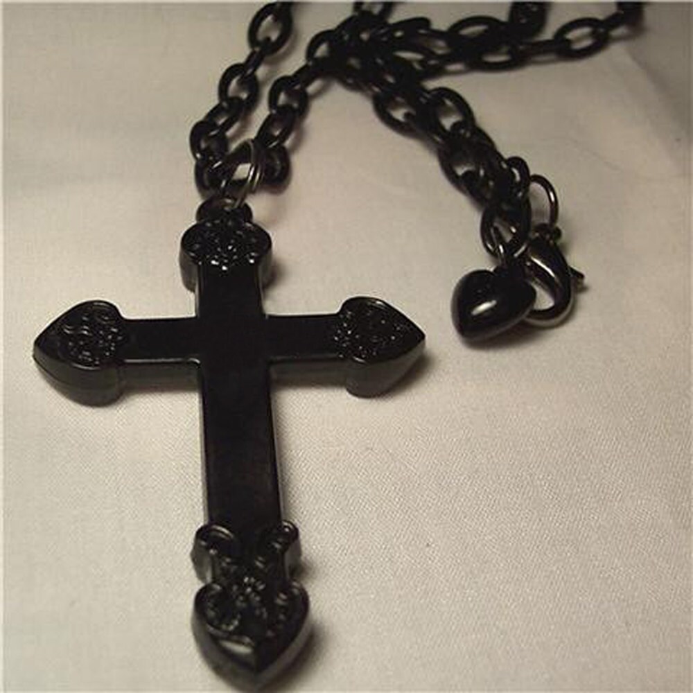 Black Gothic Acrylic Cross Necklace Etsy