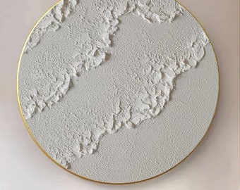 Textured Ocean Wave Painting: 3D Circle, Minimalist Beach Wall Art