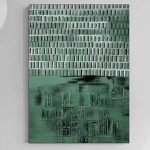 Green abstract painting on canvas green Bohemian painting green wall art 3d texture painting green abstract art green minimalist painting