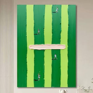 Large tennis canvas wall art Green Minimalist Art Green textured wall art Green tennis art Green 3D painting Custom Gifts for Tennis Lovers