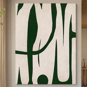 Beige Green Texture Painting on Canvas Wabi Sabi Wall Art Beige Minimalist Wall Art for Livingroom Green Texture Art Neutral Wall Art Framed
